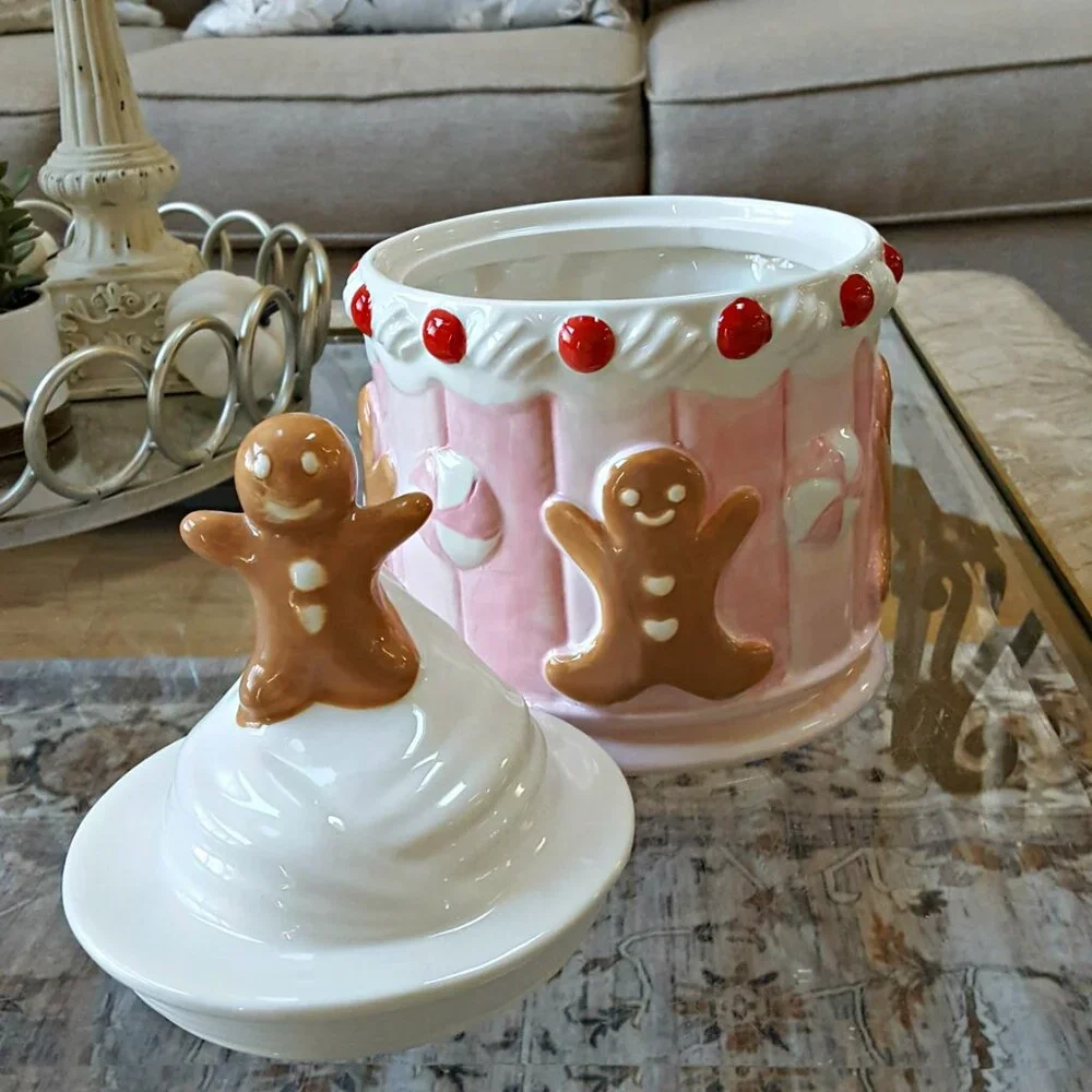NEW! SHABBY Sweet CHIC GINGERBREAD Man COOKIE JAR